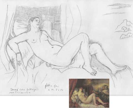 painting Tizian "Danaee" - my drawing without rain of gold