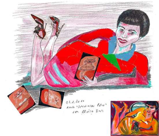 painting Elvira Bach "Schwarzer Peter" - and my mixed media art